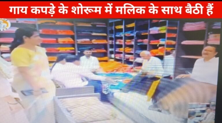gau mata in cloth shop chhattisgarh